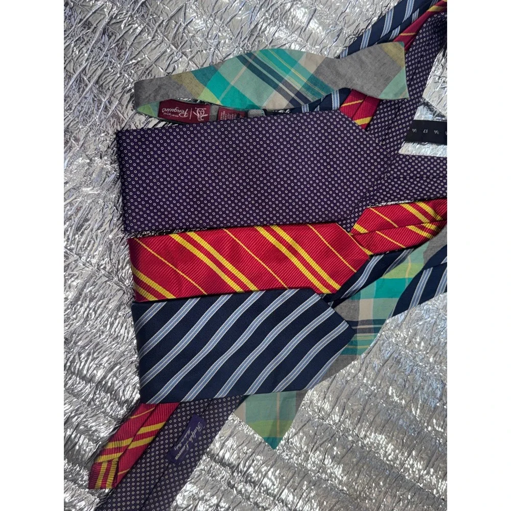 Lot of 4 Mens Ties Ralph Lauren Brooks Brothers 346 Original Penguin Silk Plaid